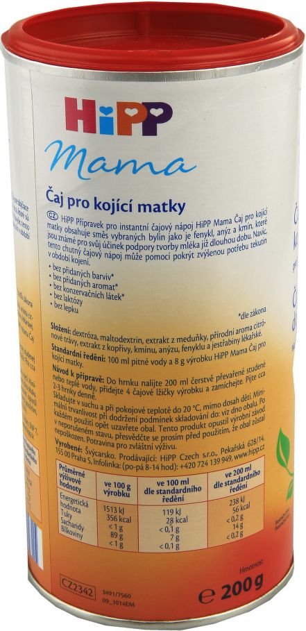 HiPP MAMA ČAJ INSTANTNÍ Pro kojící matky 200g - obrázek 2