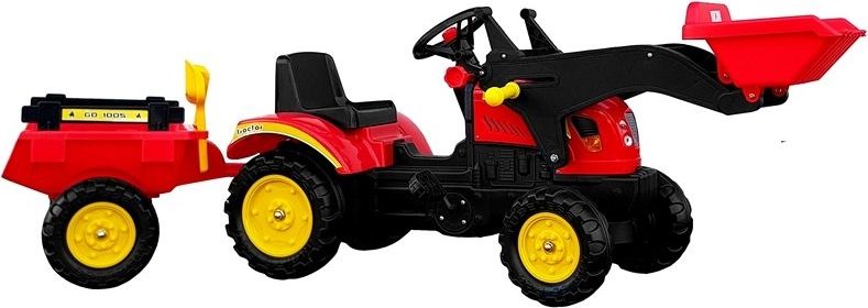 Mamido  Traktor s přívěsem a lopatou Herman červený - obrázek 1