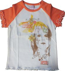 Tričko dívčí krátký rukáv - PORTRÉT smetanovo-oranžové - vel.104 - obrázek 1