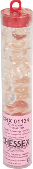 Chessex Chessex Glass Gaming Stones Tube Crystal Pink – 40 ks - obrázek 1