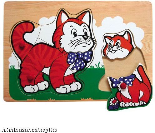 Vkládačky Dřevěné vkládací puzzle kočky - obrázek 1
