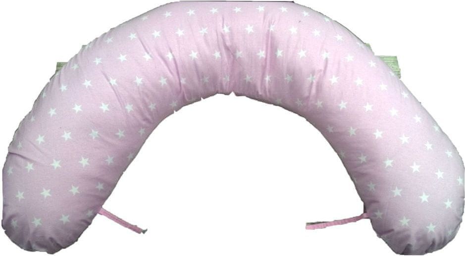 KHC Kojící těhotenský relaxační polštář Miki Obrovský 240 cm Hvězdy na růžové Pratelný potah 12 barevných variant - obrázek 1