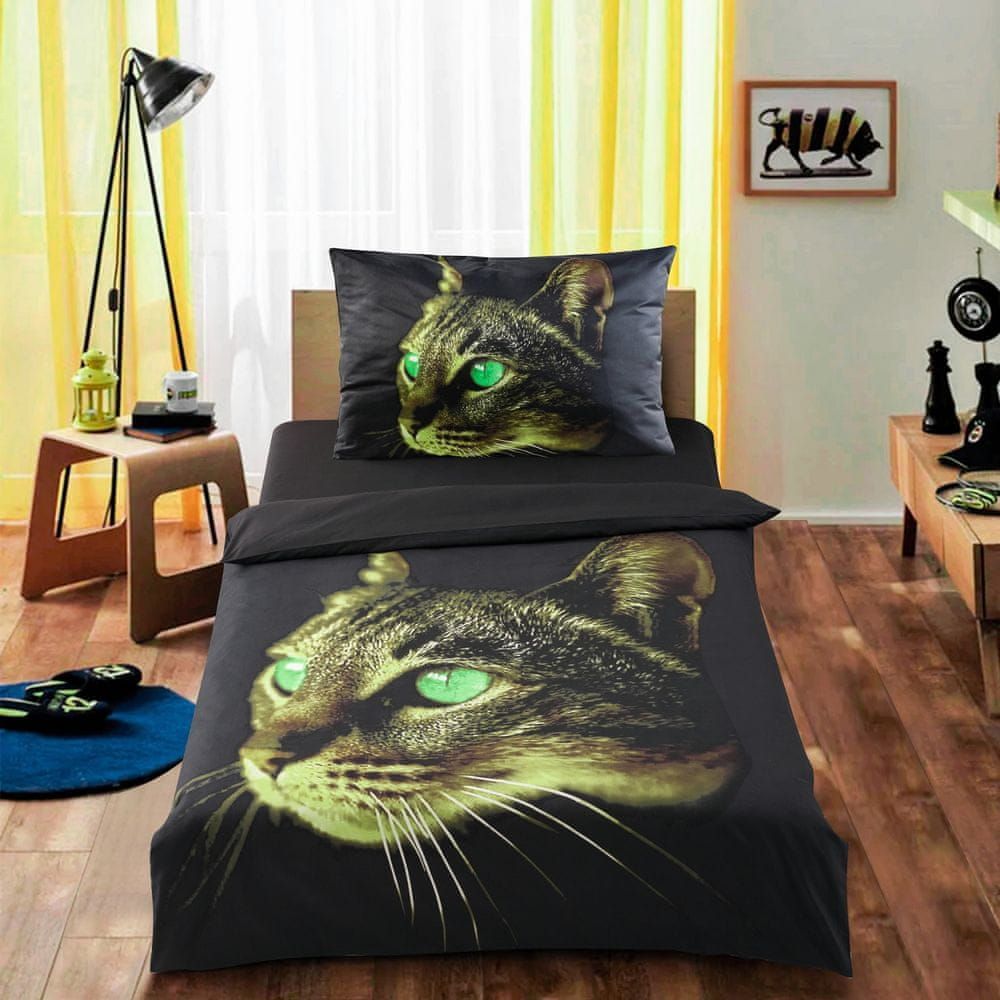 Povlečení 3D Zelená kočka - obrázek 1