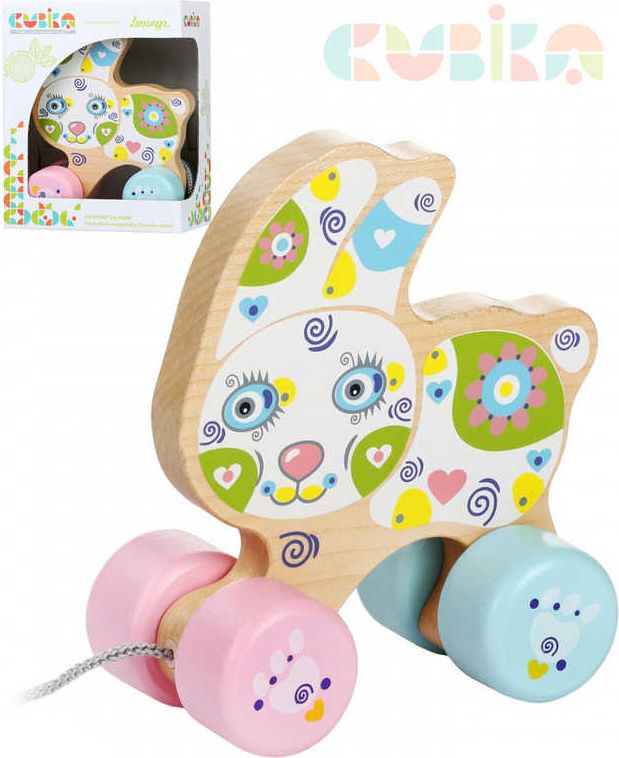 CUBIKA DŘEVO Baby Králík tahací na kolečkách *DŘEVĚNÉ HRAČKY* - obrázek 2