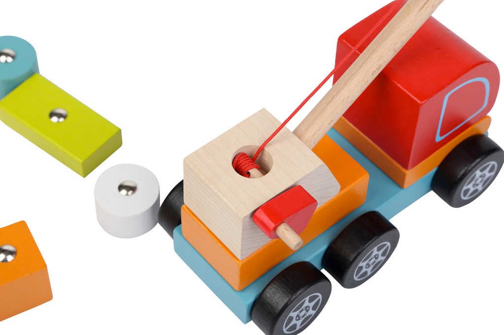CUBIKA DŘEVO Baby Autojeřáb set s kostkami 10ks s magnetem pro miminko - obrázek 5
