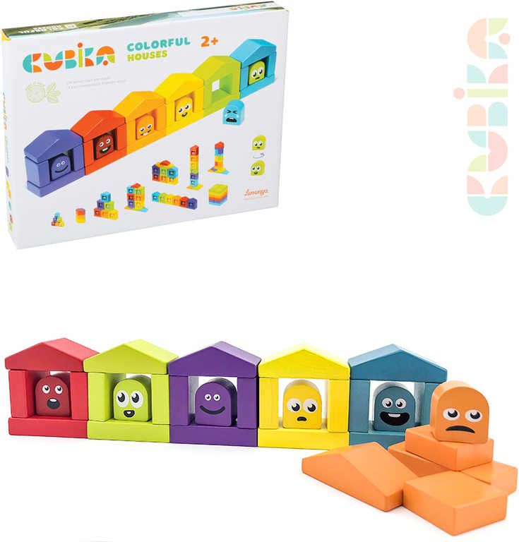 CUBIKA DŘEVO Baby stavebnice Domečky barevné set 30 dílků pro miminko - obrázek 1
