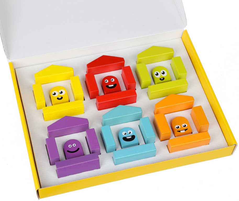 CUBIKA DŘEVO Baby stavebnice Domečky barevné set 30 dílků pro miminko - obrázek 3