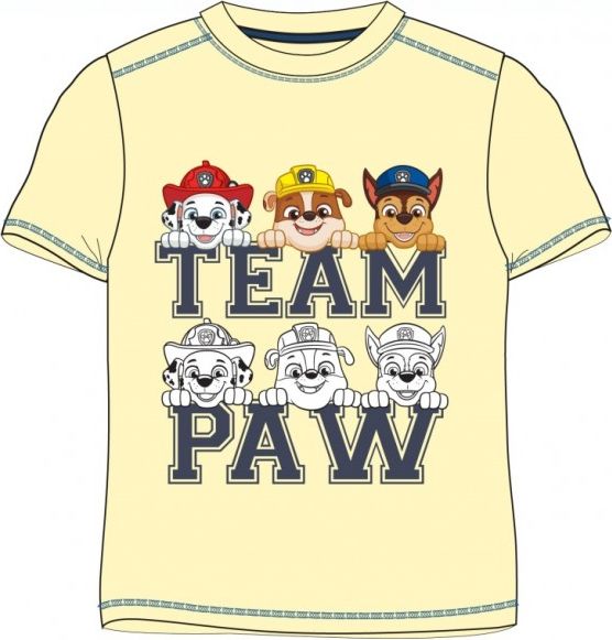 E plus M - Chlapecké / dětské tričko / triko s krátkým rukávem Tlapková patrola - Team Paw Patrol - žluté - Marschall, Chase a Ruble 104 - obrázek 1