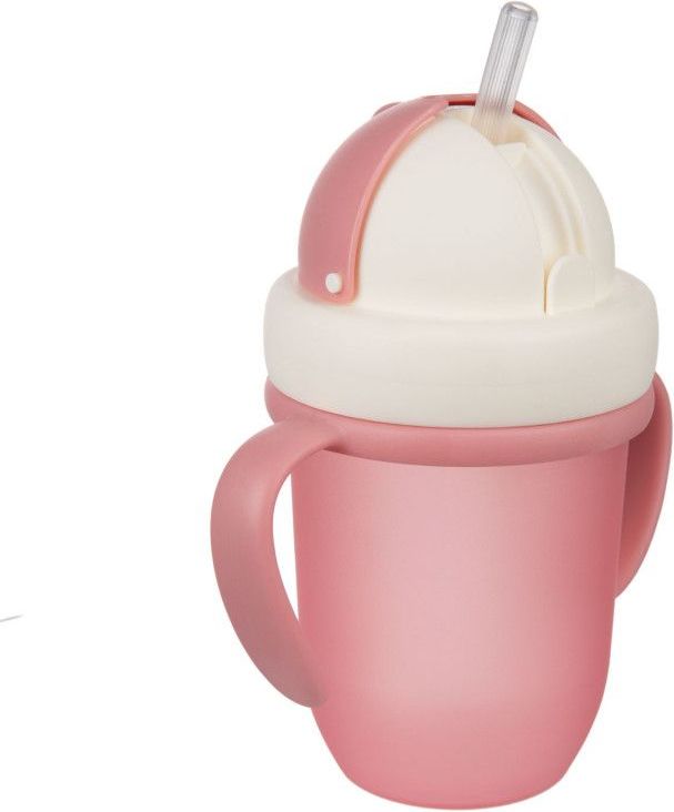 Hrníček se silikonovou slámkou 210 ml Canpol MATT Pink 2020 - obrázek 1