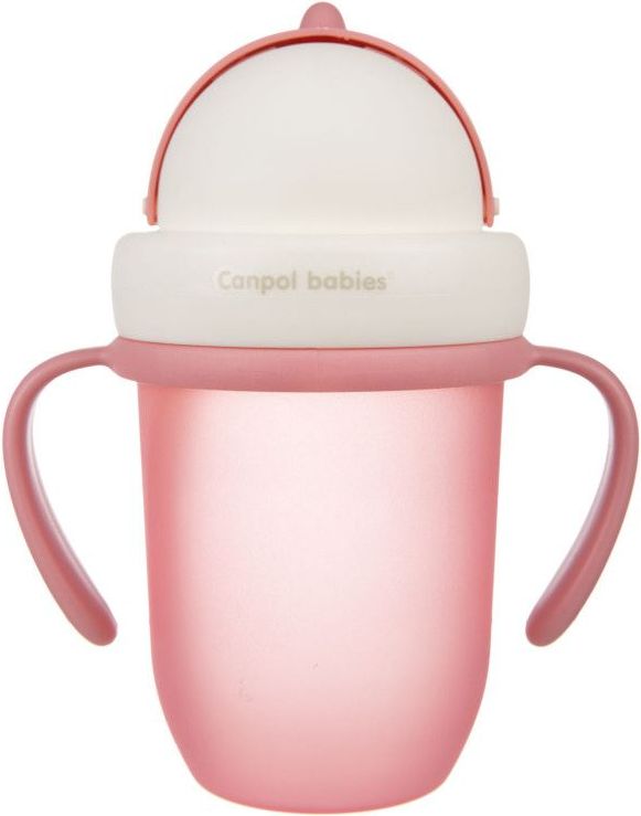 Hrníček se silikonovou slámkou 210 ml Canpol MATT Pink 2020 - obrázek 2