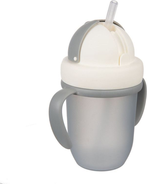 Hrníček se silikonovou slámkou 210 ml Canpol MATT Grey 2020 - obrázek 1