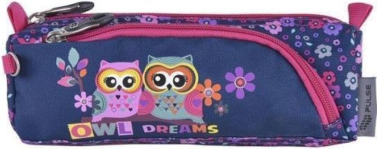 Penál "Owl Dreams", šedá-růžová, zip, PULSE - obrázek 1