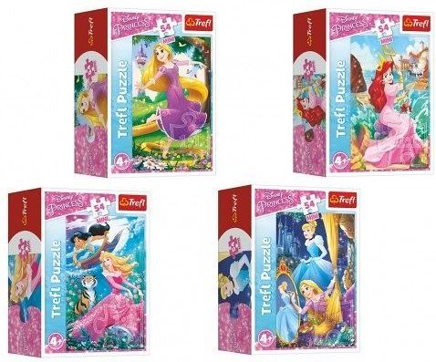 Minipuzzle 54 dílků Dobrodružný svět princezen 4 druhy v krabičce 9x6,5x4cm - obrázek 1