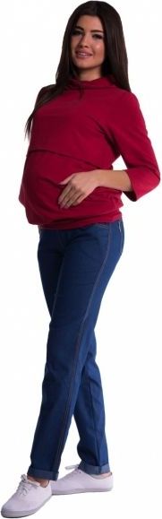 Těhotenské kalhoty letní bez břišního pásu - tmavý jeans - L (40) - obrázek 3