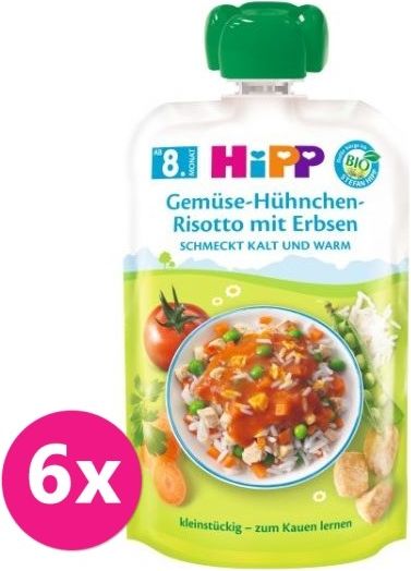 6 x HiPP BIO Zeleninové rizoto, kuřecí maso, hrášek od uk. 7. měsíce, 130 g - obrázek 1