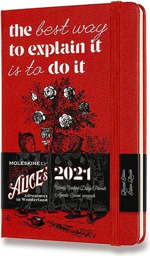 Moleskine Diář 2021 Alice In Wonderland - tvrdé desky S, týdenní, červený - obrázek 1