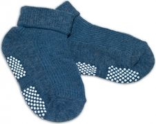 Ponožky kojenecké bavlna protiskluzové - ŘÁDKOVÉ tmavě modré - 0-12měs. - obrázek 1