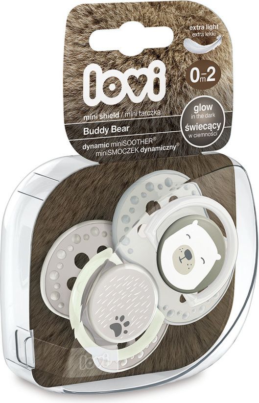 Lovi Dudlík silik. dynam. LOVI BUDDY BEAR 0-2m 2ks - obrázek 1