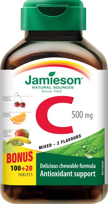 Jamieson Vitamin C 500 mg 3 ovocné příchutě 120 cucacích tablet - obrázek 2