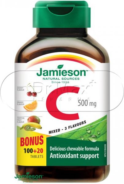 Jamieson Vitamin C 500 mg 3 ovocné příchutě 120 cucacích tablet - obrázek 3