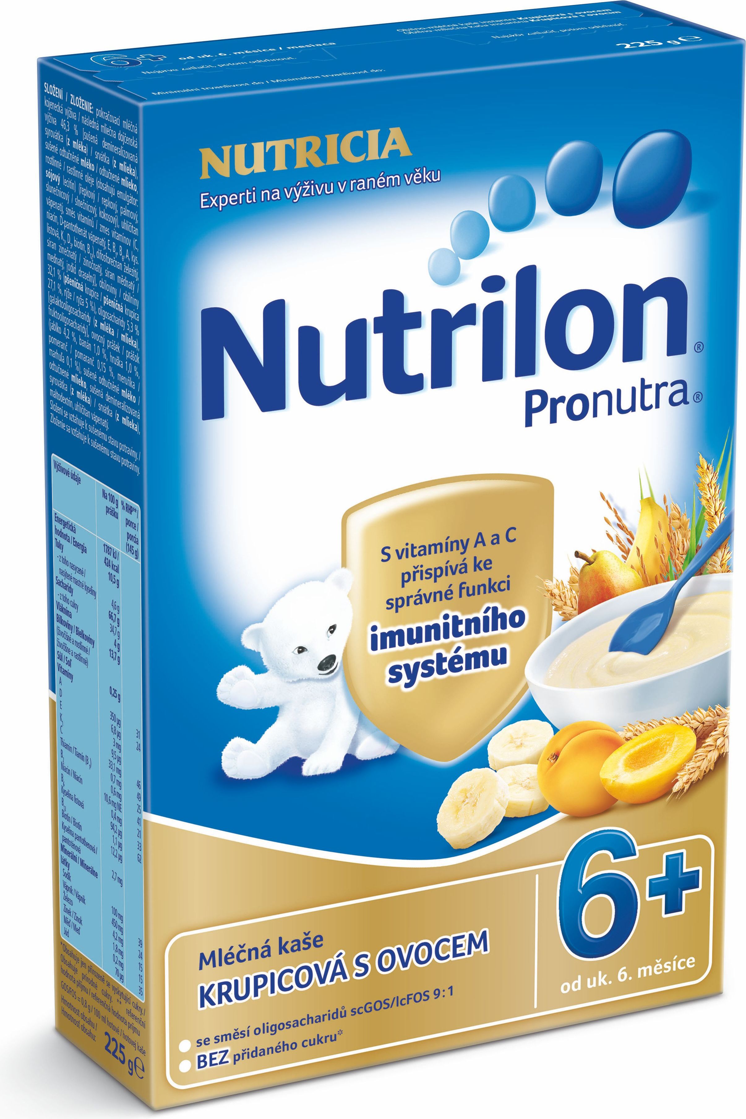 Nutrilon Pronutra kaše 6M mléčná krupicová s ovocem 225 g - obrázek 1