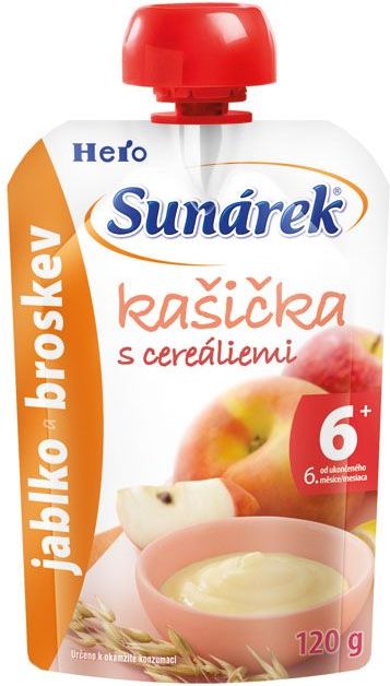 Hero Sunárek kašička s cereáliemi jablko a broskev od ukonč. 6. měsíce 120 g - obrázek 1
