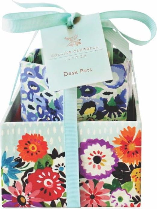 Portico Designs Sada 3 úložných boxů na stůl Portico Designs Bleu Floral - obrázek 1