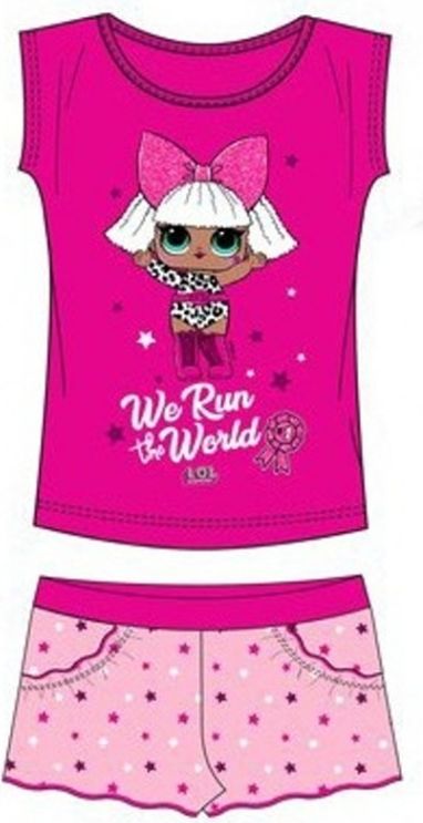 Sun City - Dívčí bavlněný letní set / souprava L.O.L. Surprise - tričko a šortky - růžový 110 - obrázek 1