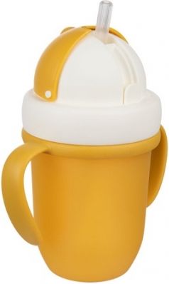 Canpol Babies Hrníček se silikonovou slámkou - žlutý, 210 ml - obrázek 1