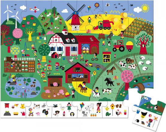 Puzzle pro děti Farma Janod v kufříku 24 ks - obrázek 1