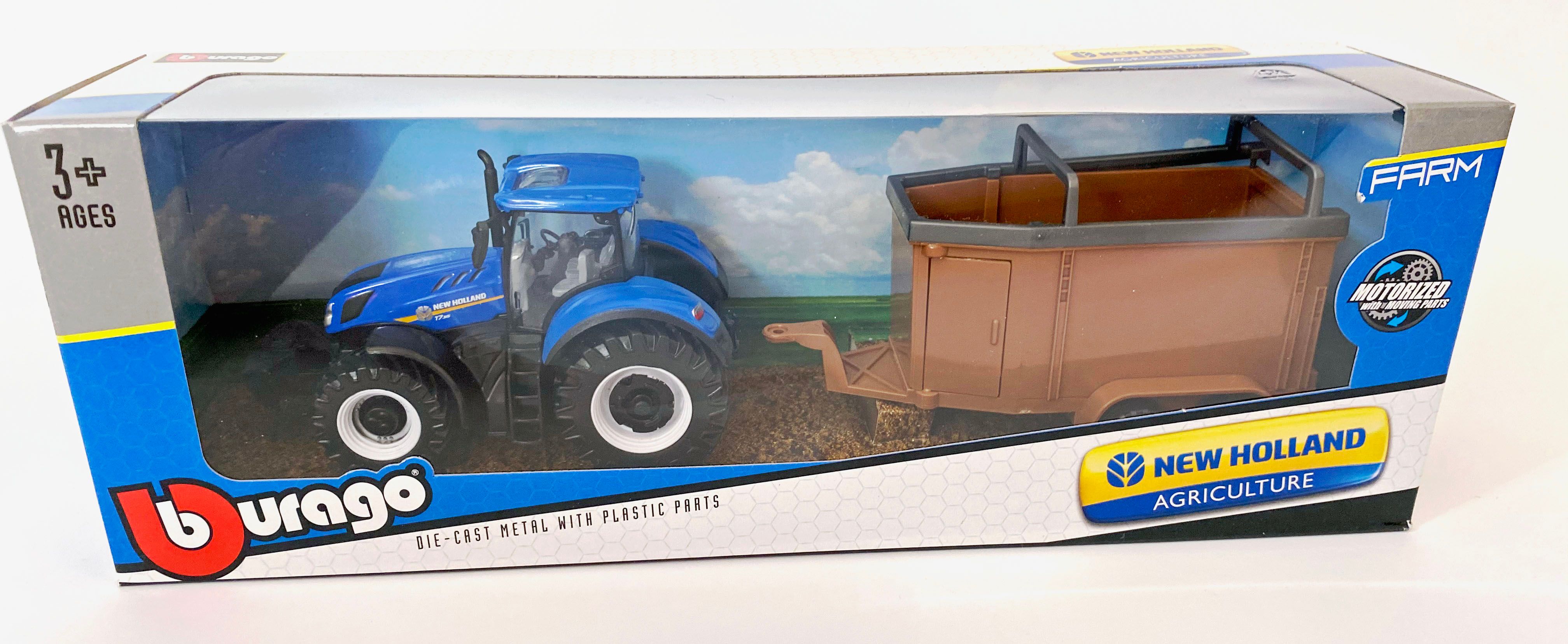 Traktor Bburago New Holland s vlekem varianta vleku: Přeprava zvířat - obrázek 1