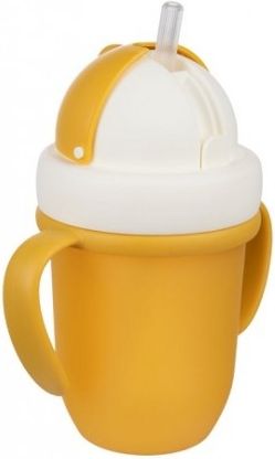 Canpol babies Hrníček se silikonovou slámkou - žlutý, 210 ml - obrázek 1