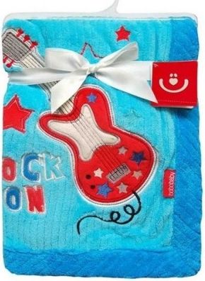 BOBO BABY Dětská deka v dárkové krabičce, 76x102 cm - Kytara, modrá - obrázek 1