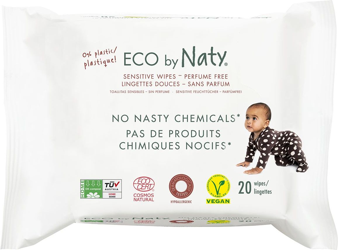 Naty Vlhčené ubrousky Nature Babycare bez vůně - pro citlivou pokožku (20 ks) - obrázek 1
