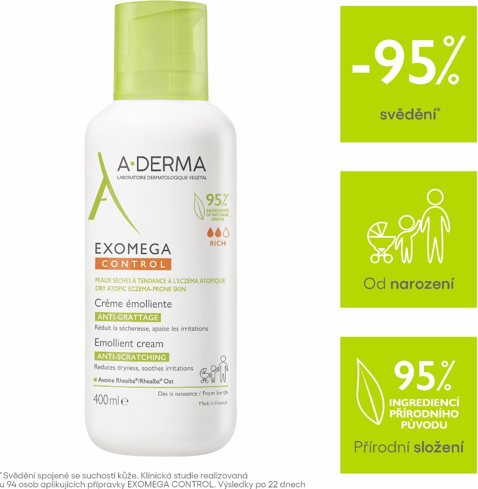 A-Derma Exomega Control Emolienční krém pro suchou kůži se sklonem k atopii 400 ml - obrázek 7