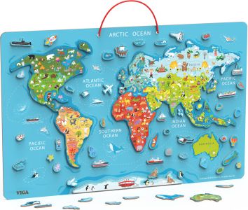 Dřevěná mapa světa s tabulí - obrázek 1