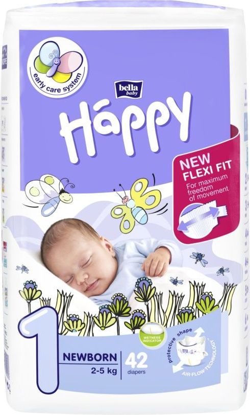 Bella Baby Happy 1 Newborn jednorázové plenky 2-5kg 42 ks - obrázek 1