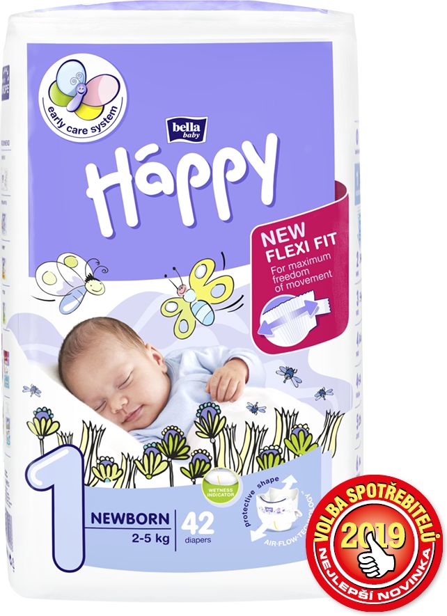 Bella Baby Happy 1 Newborn jednorázové plenky 2-5kg 42 ks - obrázek 4