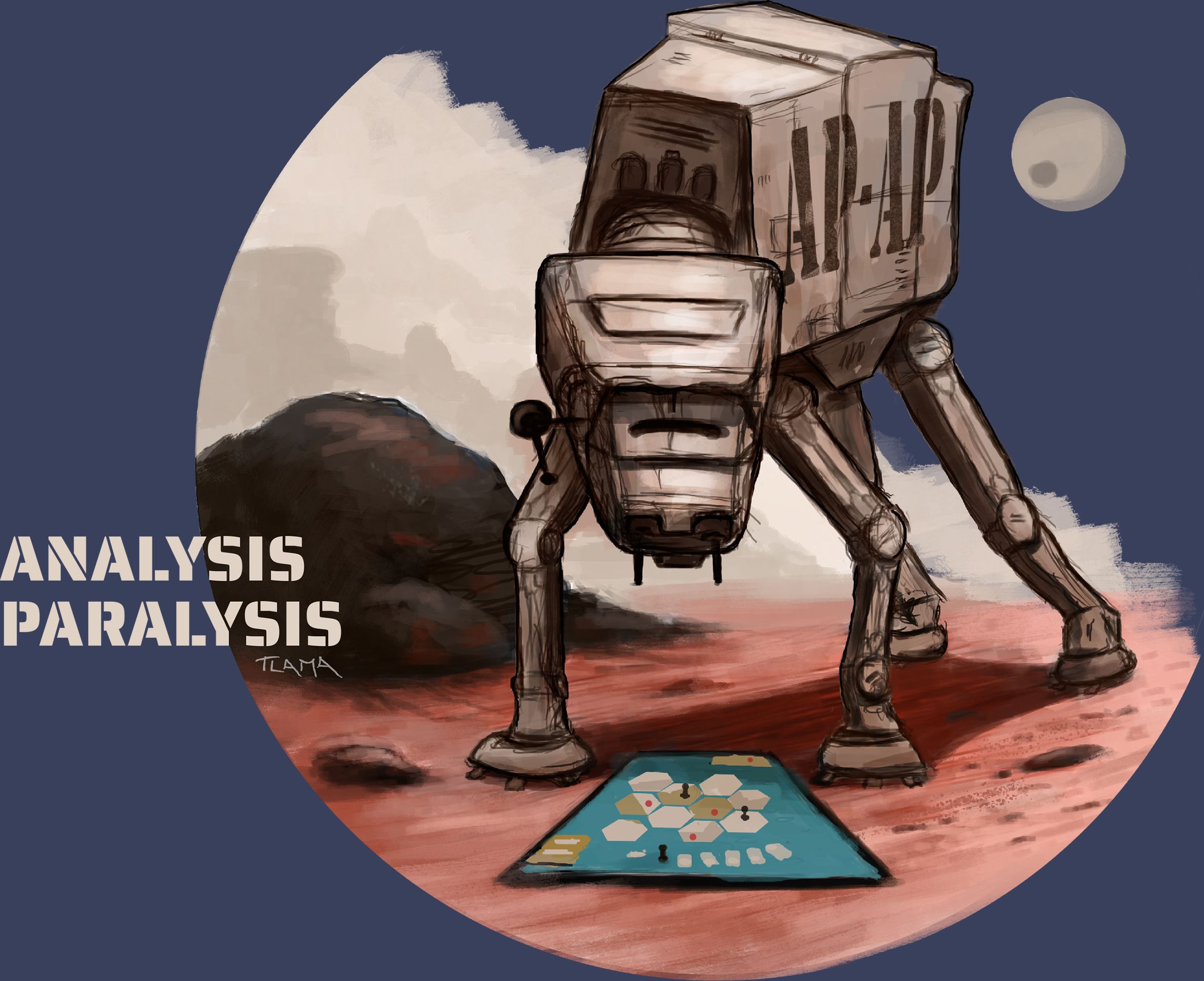 TLAMA games T-shirt "Analysis - Paralysis" Barva: čokoládová, Velikost: XXL - obrázek 2