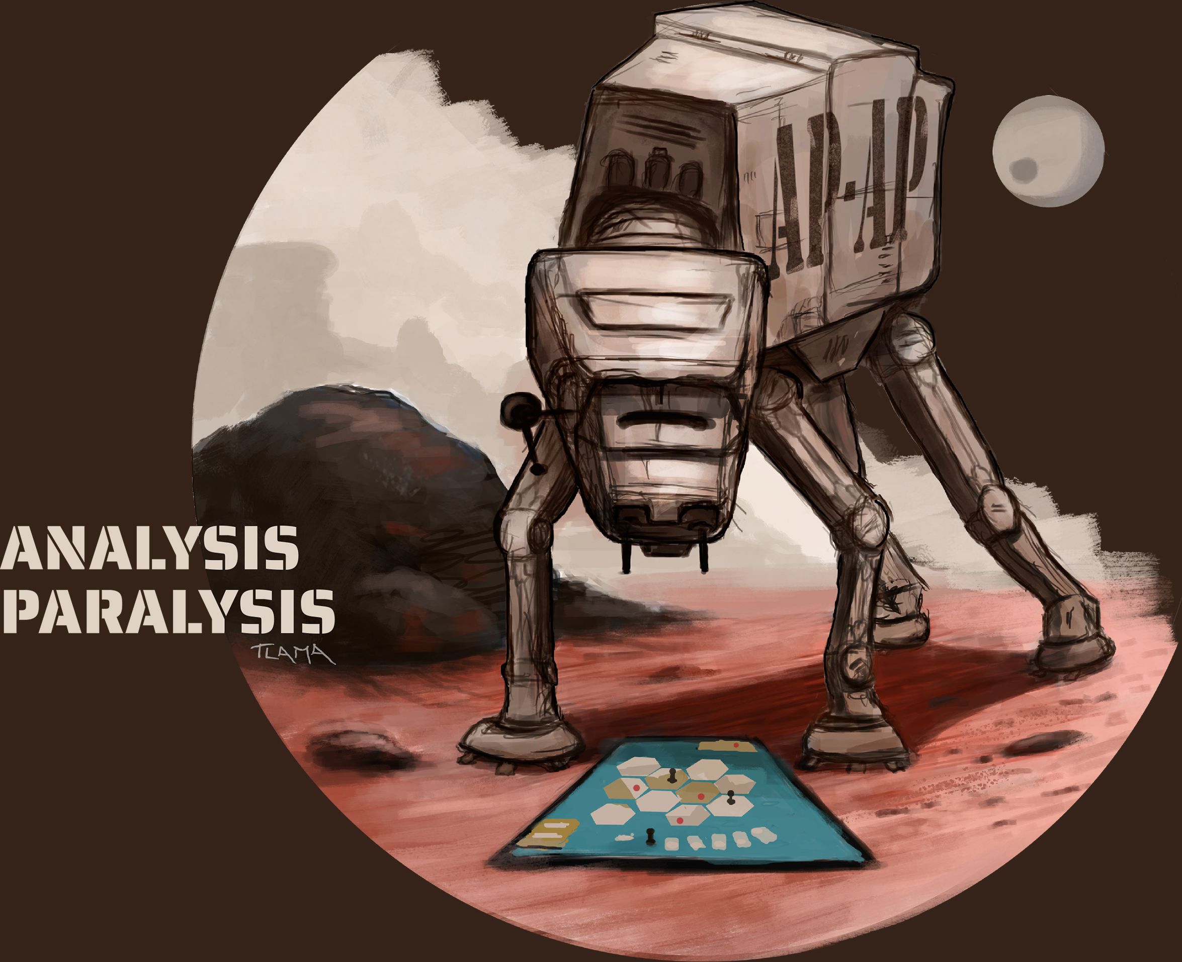 TLAMA games T-shirt "Analysis - Paralysis" Barva: čokoládová, Velikost: XXL - obrázek 4
