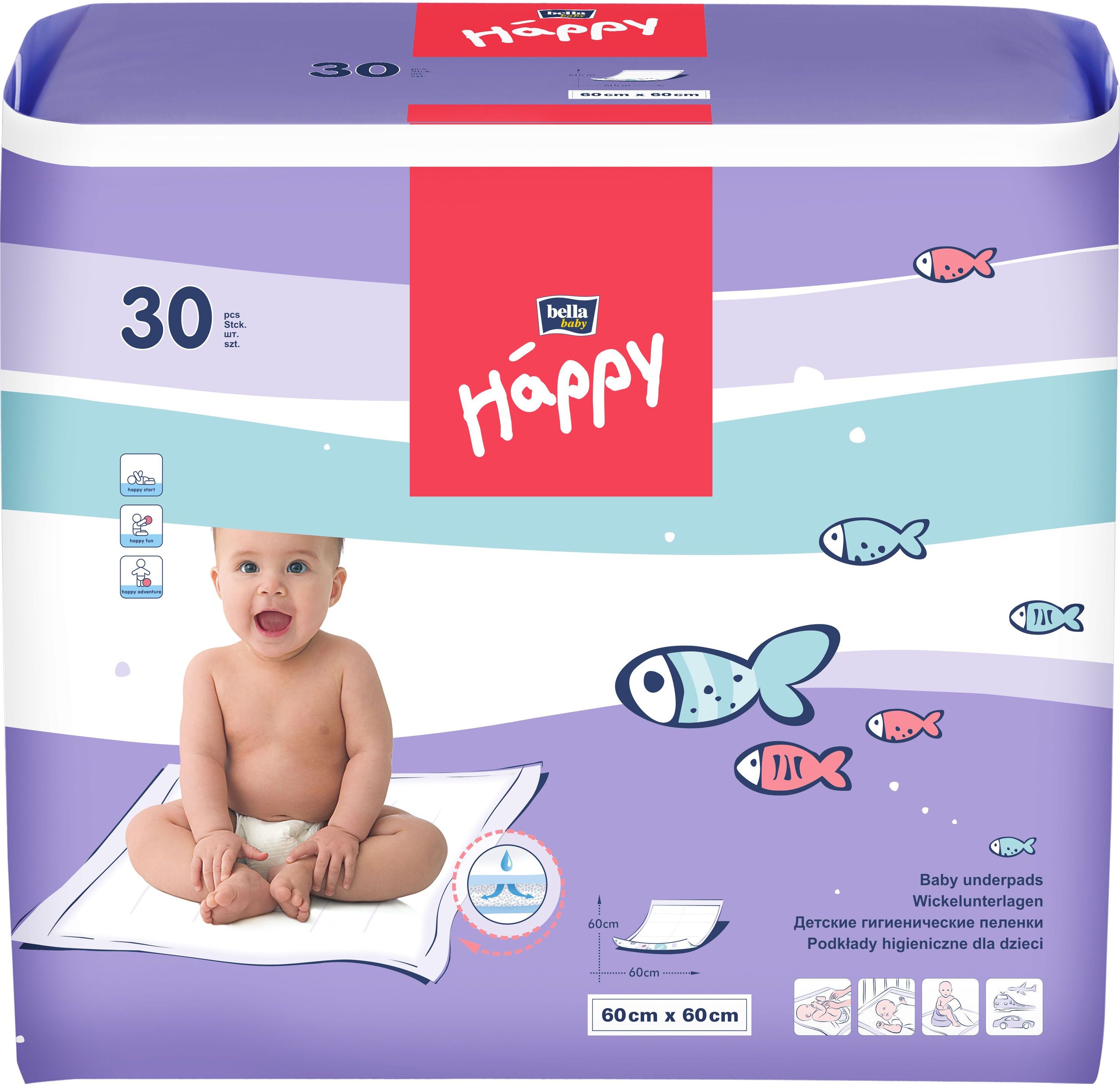Bella Baby Happy Přebalovací podložky 60x60 cm 30 ks - obrázek 2