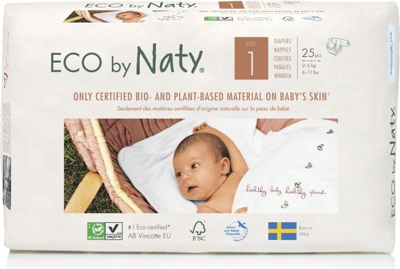 NATY NATURE BABYCARE 1 NEWBORN, 25 ks (2-5 kg) - jednorázové pleny - obrázek 1