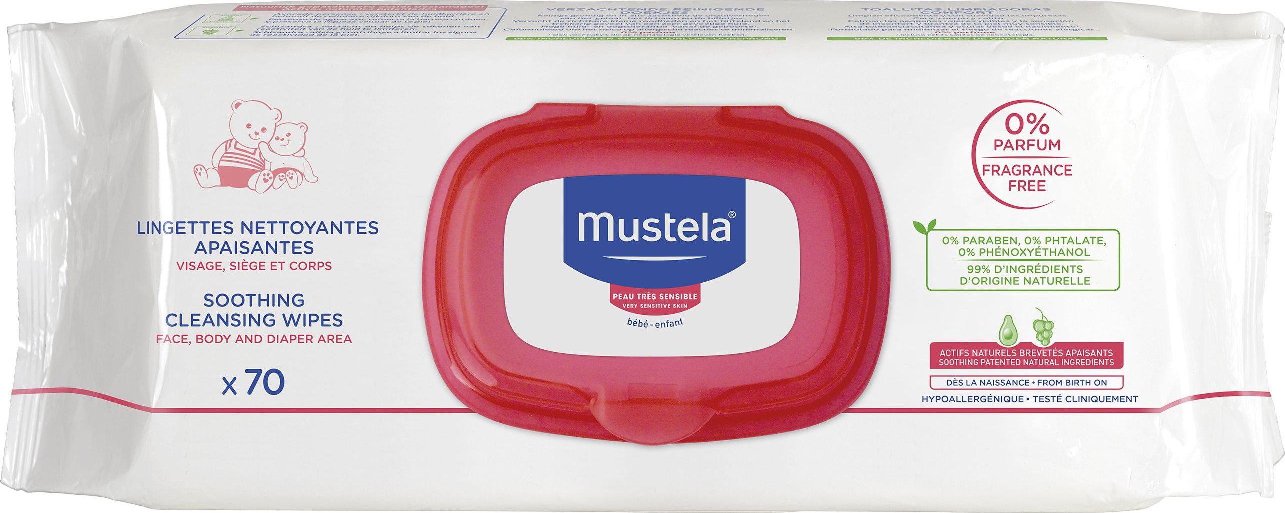 Mustela Zklidňující čisticí ubrousky 70 ks - obrázek 1