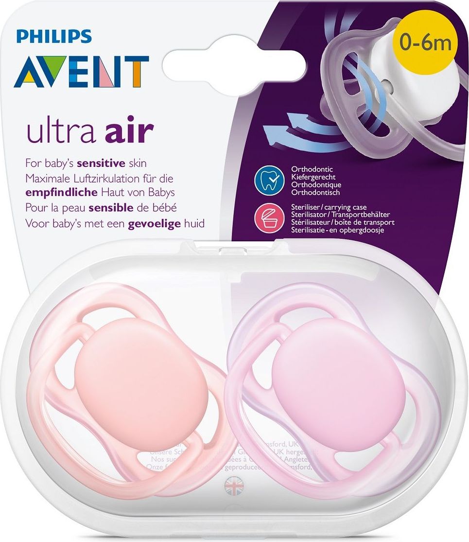 Philips Avent dudlík ultra air dívka 2 ks Růžová - obrázek 3