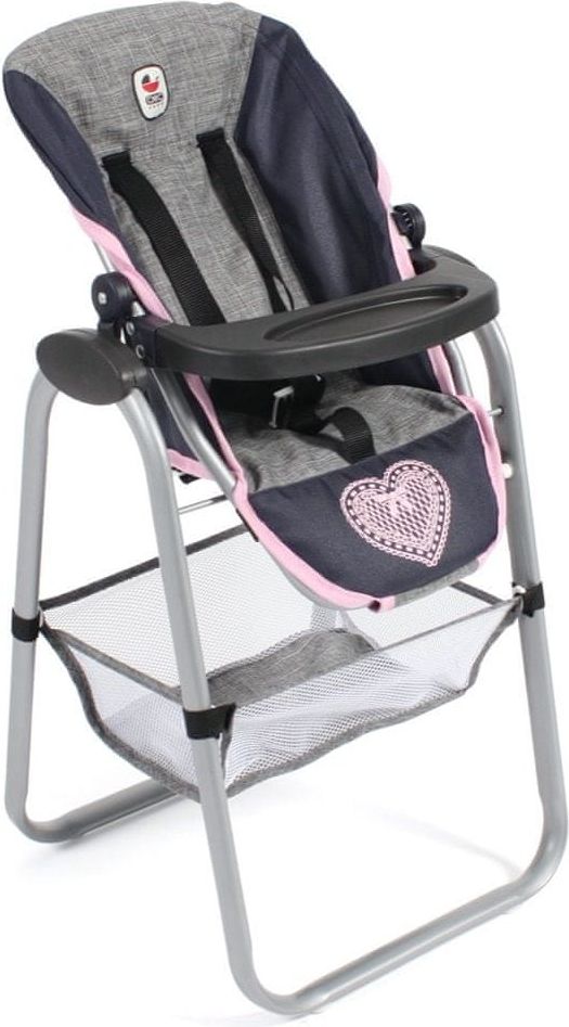Bayer Chic Jídelní židlička pro panenku modro šedivo růžová - obrázek 1