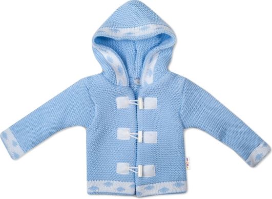 Baby Nellys Dvouvrstvý kojenecký svetřík s kapucí - modrý - obrázek 1