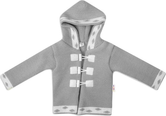 Baby Nellys Dvouvrstvý kojenecký svetřík s kapucí - šedý - obrázek 1