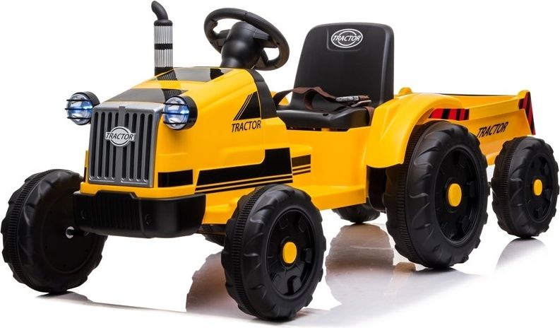 Mamido  Dětský elektrický traktor s vlečkou T1 žlutý - obrázek 1