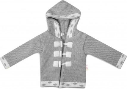 Baby Nellys Dvouvrstvý kojenecký svetřík s kapucí - šedý, Velikost koj. oblečení 56 (1-2m) - obrázek 1
