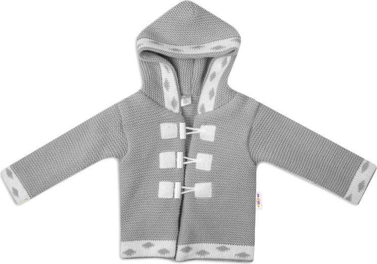 Baby Nellys Baby Nellys Dvouvrstvý kojenecký svetřík s kapucí - šedý, vel. 86 - obrázek 1